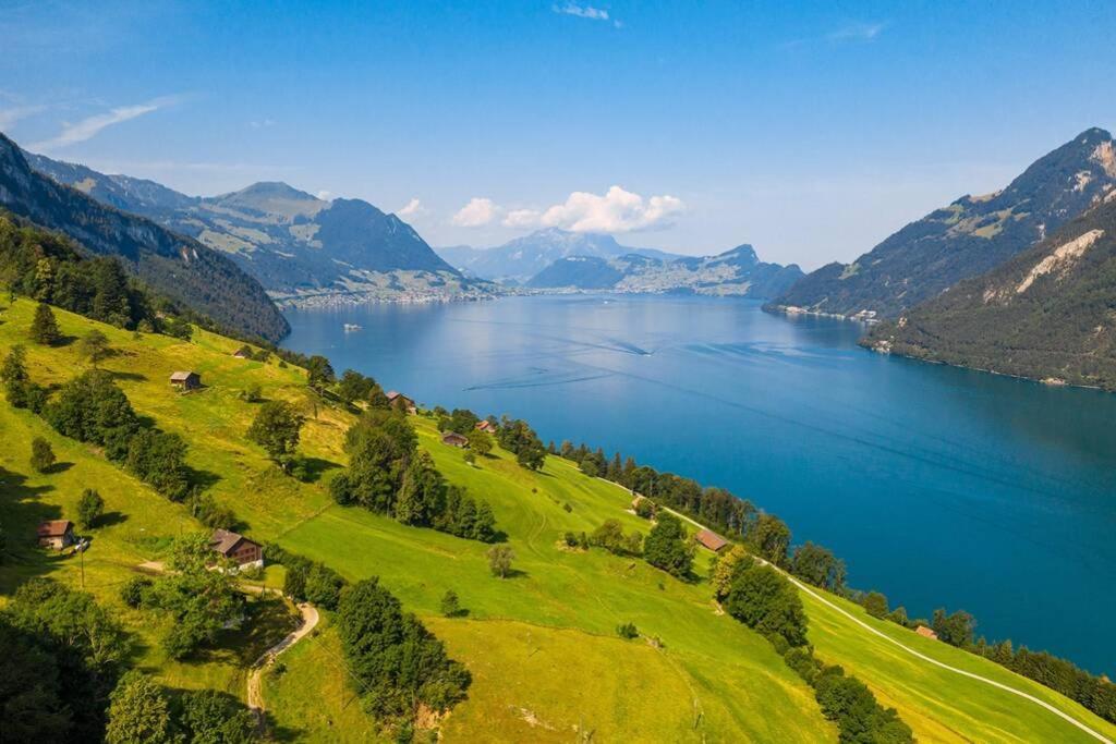 Exklusives Chalet Mit Traumhafter See- Und Bergsicht Seelisberg Eksteriør bilde